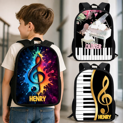 Custom Music Backpack - Personalized Piano & Treble Clef Gift For Music Lovers