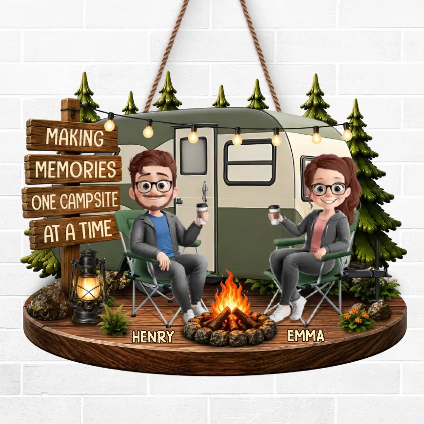 Custom Wood Sign - Personalized Birthday Camping Gifts For Campers, Husband And Wife, Him And Her - Our Favorite Escape Is Together